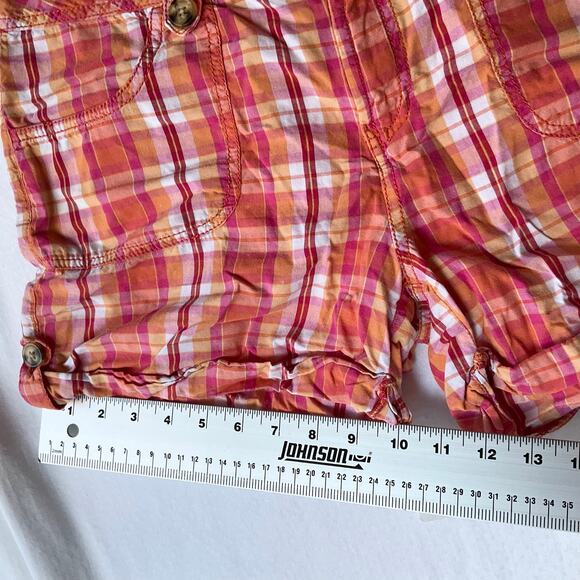 Faded Glory Women’s Checked Shorts size 8, Orange & Pink - Picture 3 of 9